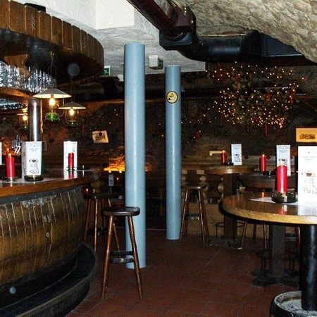 Bar and bar in the brewery cellar